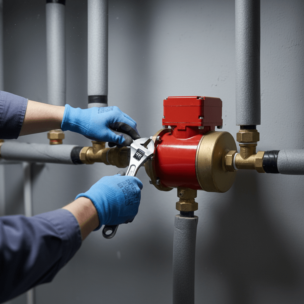 Neue Hocheffizienzpumpe wird installiert